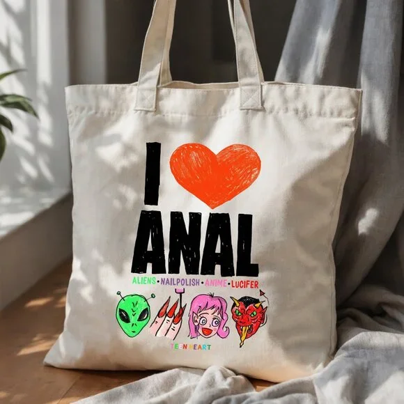I Love ANAL Funny Tote Bag - Picture 2 of 4